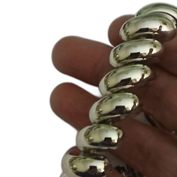 Napier Silver Tone Sculptural Link Bracelet Modernist Bold Chunky 7.5" Vintage - Picture 2 of 4